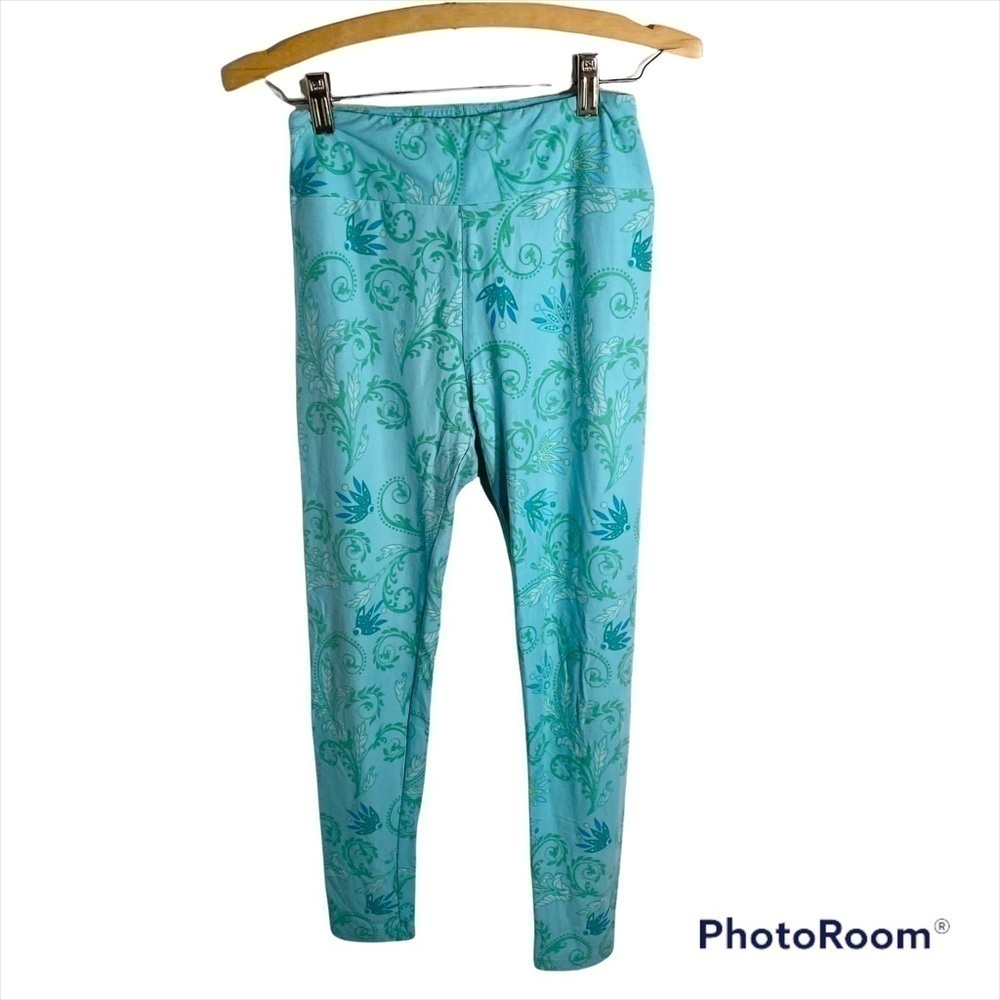 Blue Paisley Print Soft Leggings One Size Fits Most Women’s Pants